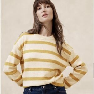 Banana Republic Yellow Stripe Cotton Blend Sweater
